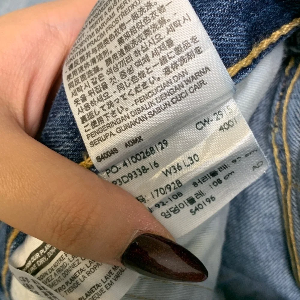Levi's 514 Jeans Mens 36x30 Blue Denim Distressed Non Stretch Everyday Wear